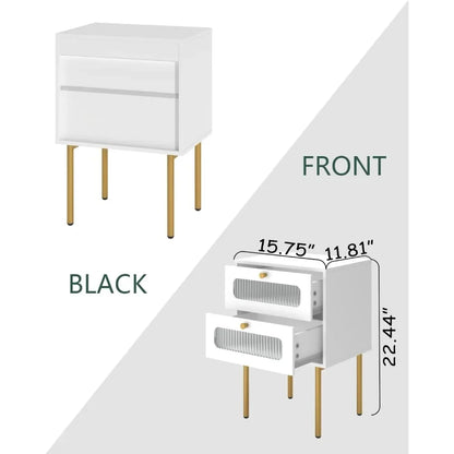 White Nightstand, Mid Century Modern Nightstand for Small Spaces, Small Nightstand with Drawers for Bedroom, Living Room