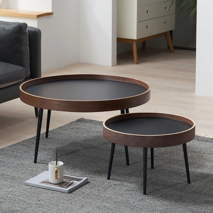 New Minimalism Coffee Tables Circle Small Side Tables Artificial Sheet Frame Package Border Shedding Design Iron Legs Detachable