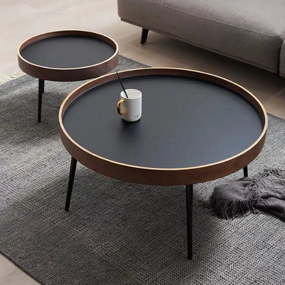 New Minimalism Coffee Tables Circle Small Side Tables Artificial Sheet Frame Package Border Shedding Design Iron Legs Detachable