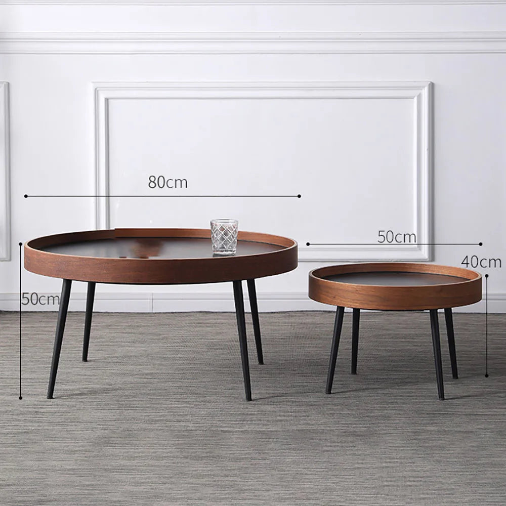 New Minimalism Coffee Tables Circle Small Side Tables Artificial Sheet Frame Package Border Shedding Design Iron Legs Detachable