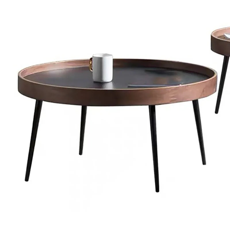 New Minimalism Coffee Tables Circle Small Side Tables Artificial Sheet Frame Package Border Shedding Design Iron Legs Detachable