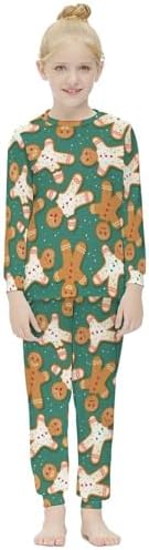 MEIKKO Girls Thermal Underwear Set Gingerbread Man Long Johns Lined
