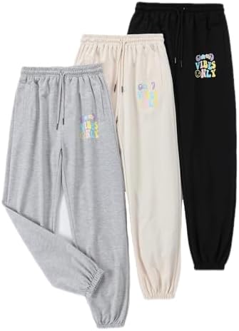 EXARUS Girls 3-Pack Letter Graphic Print Sweatpants