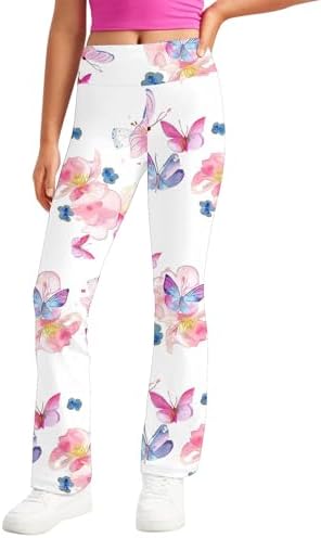 Floral Printed High-Waisted Yoga Pants for Age 2-13 Girls