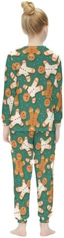 MEIKKO Girls Thermal Underwear Set Gingerbread Man Long Johns Lined