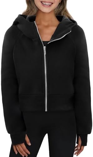 Yoklass Girls Red Crop Zip-Up Hoodie