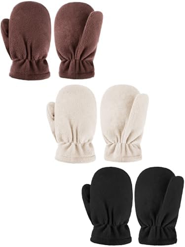 Boao 3 Pairs Baby Winter Mittens Fleece Gloves for Toddler