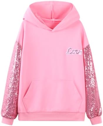 Perfectly Sequin WELAKEN Girls Kids Sequin Hoodie Sweatshirt for a Sparkling Day