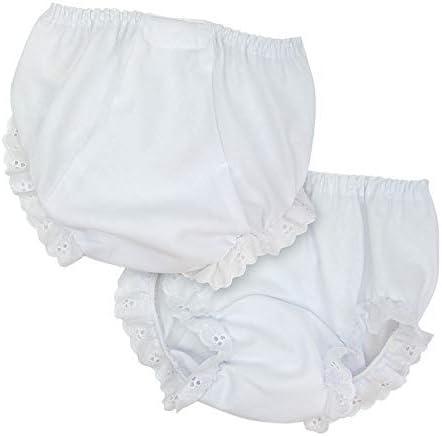 IC Collections Baby Girls Double Seat Diaper Bloomers White