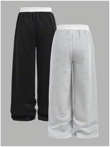Floerns Colorblock Wide Leg Elastic Waist Sweatpants