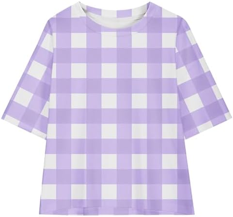 Girls 2 Piece Tracksuit Set Plaid T-Shirt and Biker Shorts