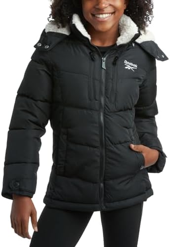 Reebok Girls Winter Jacket - Heavyweight Quilted Parka Perfect Gift for Girls
