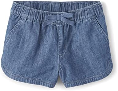 The Childrens Place Baby Girls Chambray Pull-On Shorts Cute Comfortable