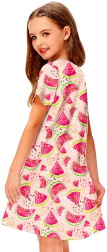 Girl Hawaiian Dresses Short Sleeve Summer Tropical Tshirt Dress 5-14 Years