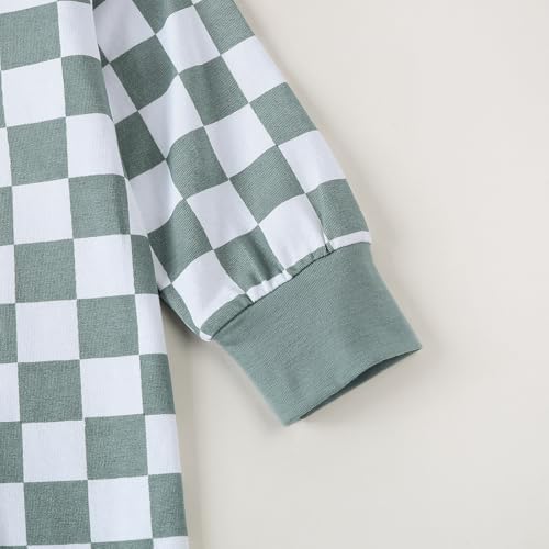 Newborn Baby Boy Girl Checkered Long Sleeve Zipper Romper Jumpsuit One Piece
