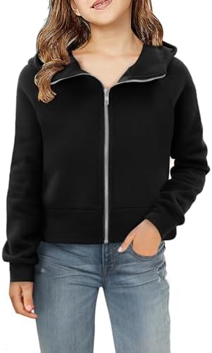 Yoklass Girls Red Crop Zip-Up Hoodie