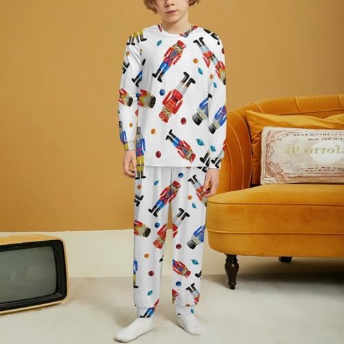 Christmas Nutcracker Thermal Underwear Set - Boys Girls Comfy Pajamas 4y-14y