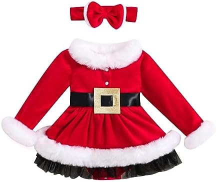 WASAIGOOD Christmas Soft Velvet Romper for Baby
