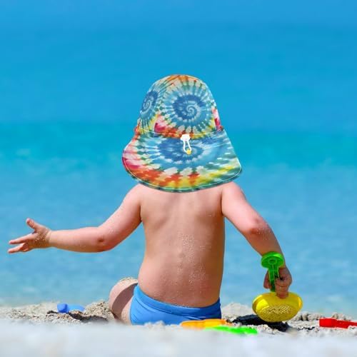 Emelivor Rainbow Tie Dye Spiral Baby Sun Hat UPF 50 UV Protection