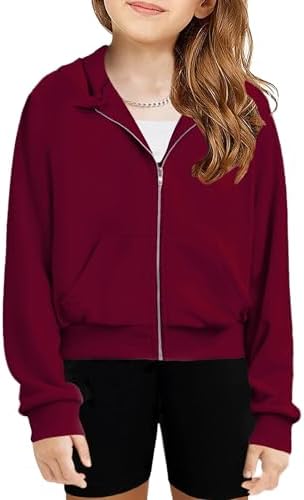 Arshiner Girls Zip Up Cropped Hoodies