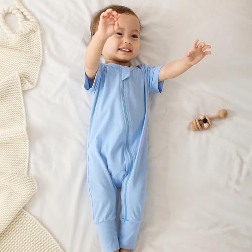 Feidoog Toddler 2 Pack Zipper Rompers Soft Cotton Jumpsuit Outfits
