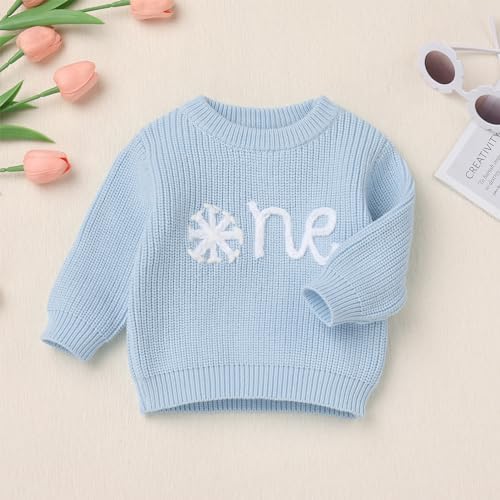 AWIBMK Winter Snowflake 1st Birthday Knitted Sweater for Toddler Boys Girls