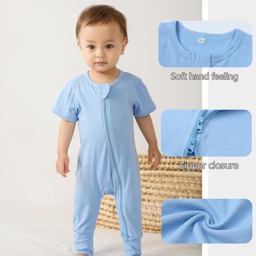 Feidoog Toddler 2 Pack Zipper Rompers Soft Cotton Jumpsuit Outfits