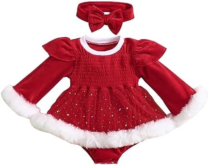 COORALLY Newborn Baby Girl Christmas Romper