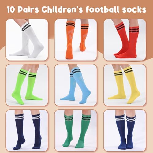 10 Pairs Knee High Soccer Socks for Kids