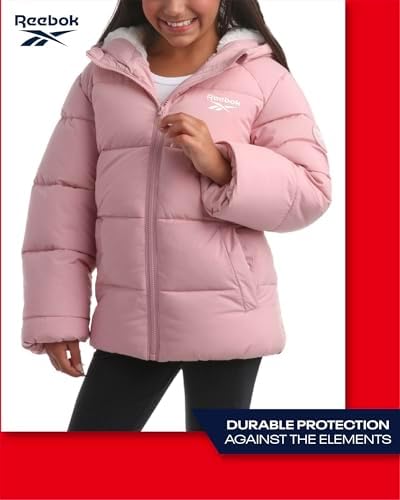 Reebok Girls Winter Jacket Heavyweight Quilted Parka for Girls