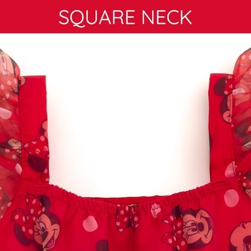 Disney Girls Square Neck Organza Dress Toddler to Big Kid Sizes