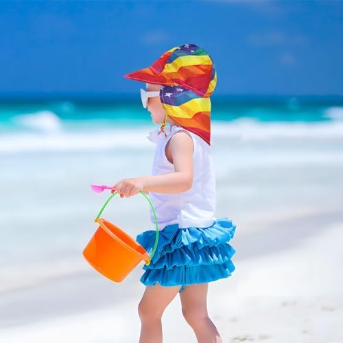 Adjustable Toddler Sun Hat with UPF 50 Protection - Rainbow Flag Design