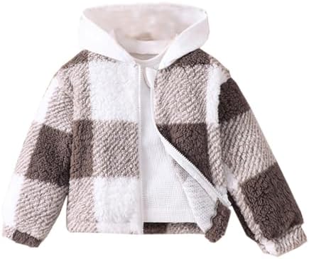 Childrens Autumn and Winter Plush Plaid Hooded Jacket With Hood