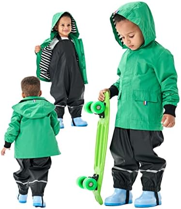 Hiheart Kids Waterproof Hooded Rain Jacket with Cotton Lining
