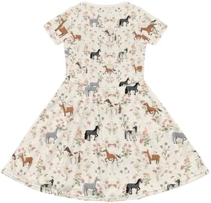 Cute Toddler Girl Short Sleeve Dress with Pockets Summer 2-12