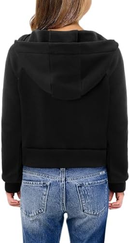 Yoklass Girls Red Crop Zip-Up Hoodie