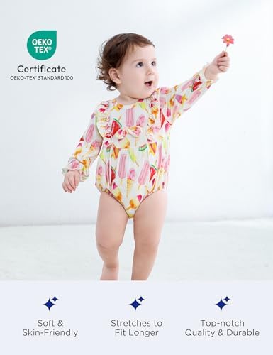 EASWEET Bamboo Viscose Baby Girl Ruffled Romper