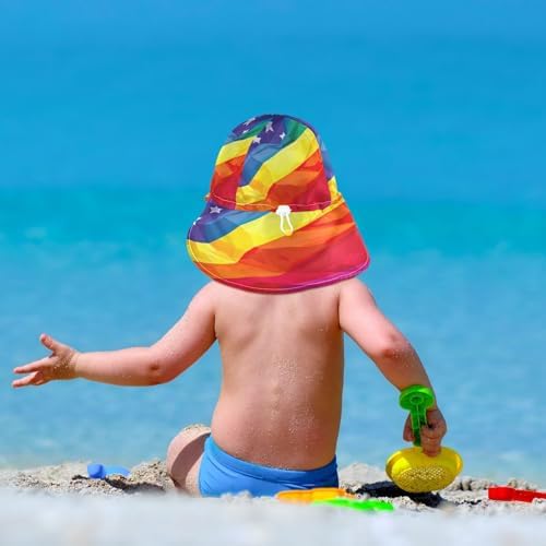 Adjustable Toddler Sun Hat with UPF 50 Protection - Rainbow Flag Design