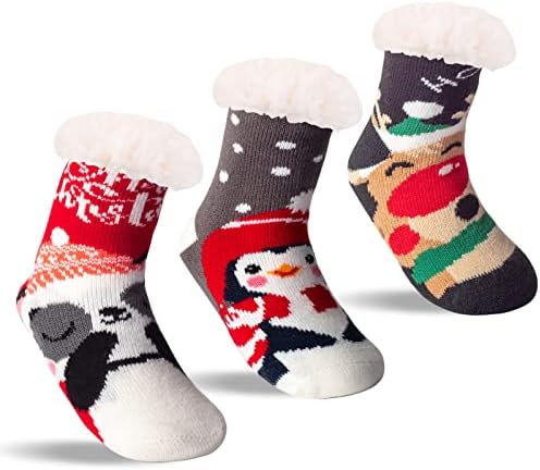 3 Pairs Warm Sherpa Lined Slipper Socks