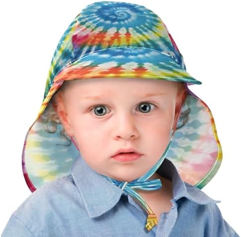 Emelivor Rainbow Tie Dye Spiral Baby Sun Hat UPF 50 UV Protection