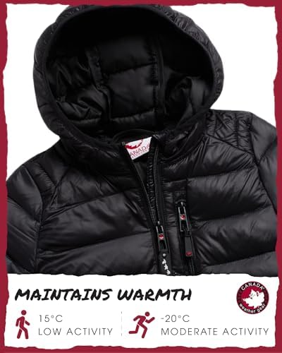 Canada Weathgabe Girls Puffer Jacket - Lightweight Durable Perfect for Kids 7-16