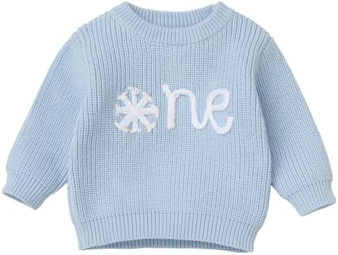 AWIBMK Winter Snowflake 1st Birthday Knitted Sweater for Toddler Boys Girls