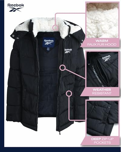 Reebok Girls Winter Jacket - Heavyweight Quilted Parka Perfect Gift for Girls