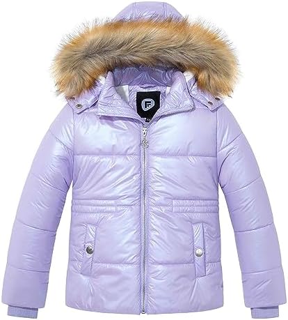Garemcy Girls Metallic Winter Coat with Detachable Hood 1
