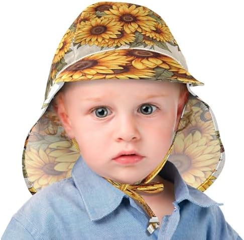 Emelivor Sunflowers Butterfly Baby Sun Hat UPF 50 UV Protection Beach Hat