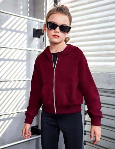 Arshiner Girls Zip Up Cropped Hoodies