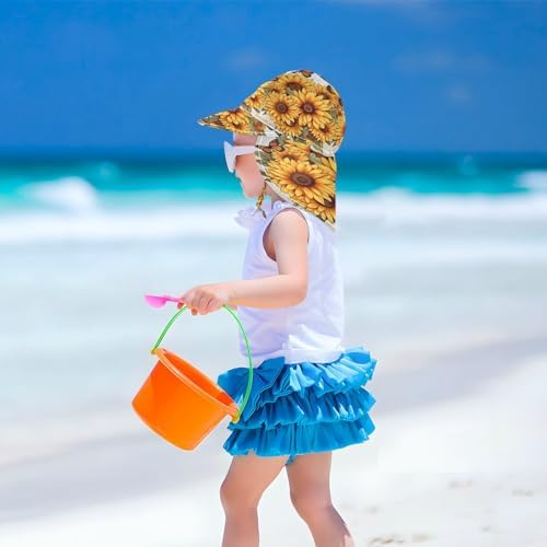 Emelivor Sunflowers Butterfly Baby Sun Hat UPF 50 UV Protection Beach Hat