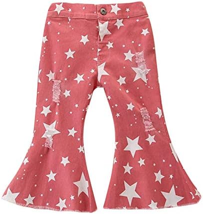 FIN86 Toddler Star Printing Bell Bottoms Jeans Womens