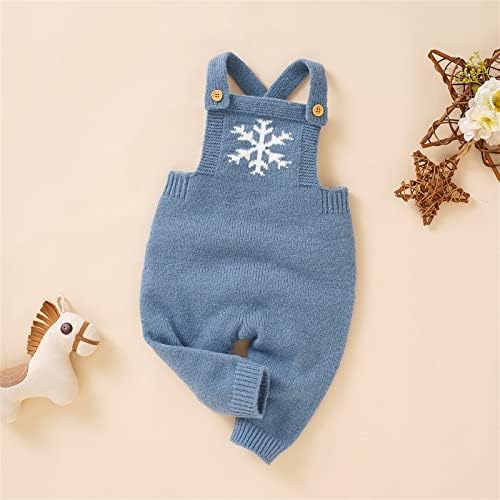 Premium Knit Romper Overalls for Newborns ChristmasSnowflake Themed