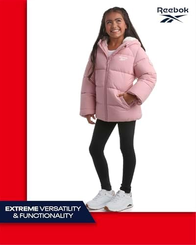 Reebok Girls Winter Jacket Heavyweight Quilted Parka for Girls